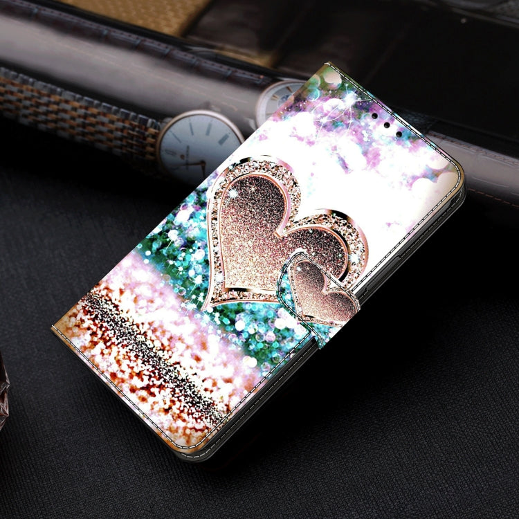 For Honor Magic6 Lite Crystal 3D Shockproof Protective Leather Phone Case(Pink Diamond Heart) - Honor Cases by PMC TechLife | Online Shopping South Africa | PMC TechLife | Buy Now Pay Later Mobicred