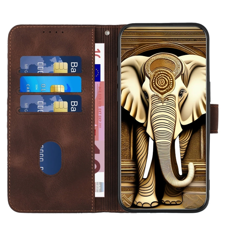 For Google Pixel 9 Pro YX0060 Elephant Head Embossed Phone Leather Case with Lanyard(Coffee) - Google Cases by PMC TechLife | Online Shopping South Africa | PMC TechLife | Buy Now Pay Later Mobicred