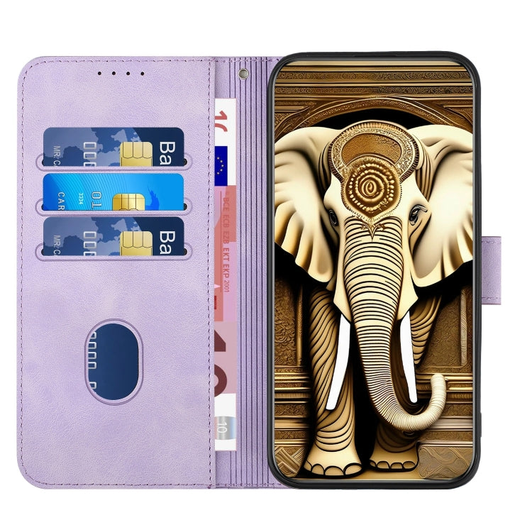 For Google Pixel 9 YX0060 Elephant Head Embossed Phone Leather Case with Lanyard(Light Purple) - Google Cases by PMC Jewellery | Online Shopping South Africa | PMC Jewellery | Buy Now Pay Later Mobicred