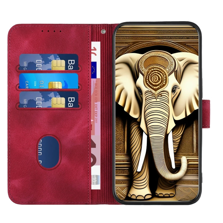 For Google Pixel 9 YX0060 Elephant Head Embossed Phone Leather Case with Lanyard(Rose Red) - Google Cases by PMC Jewellery | Online Shopping South Africa | PMC Jewellery | Buy Now Pay Later Mobicred