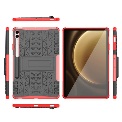 For Samsung Galaxy Tab S9 FE+ Tire Texture TPU + PC Tablet Case with Holder(Red) - Galaxy Tab S9 FE+ by PMC Jewellery | Online Shopping South Africa | PMC Jewellery | Buy Now Pay Later Mobicred