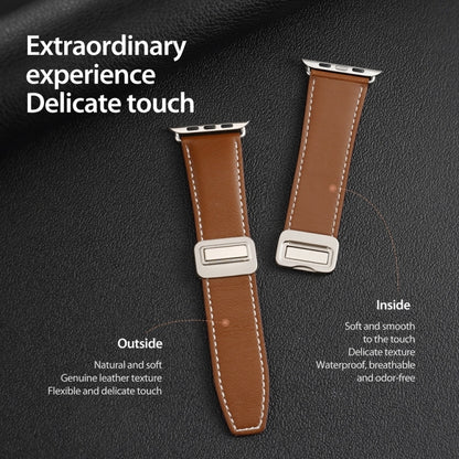 For Apple Watch SE 2023 44mm DUX DUCIS YA Series Magnetic Buckle Genuine Leather Watch Band(Brown) - Watch Bands by DUX DUCIS | Online Shopping South Africa | PMC Jewellery | Buy Now Pay Later Mobicred