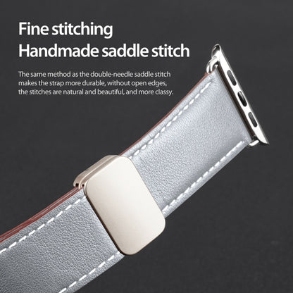 For Apple Watch SE 2023 40mm DUX DUCIS YA Series Magnetic Buckle Genuine Leather Watch Band(Grey) - Watch Bands by DUX DUCIS | Online Shopping South Africa | PMC Jewellery | Buy Now Pay Later Mobicred