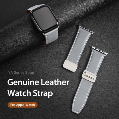 For Apple Watch Series 9 45mm DUX DUCIS YA Series Magnetic Buckle Genuine Leather Watch Band(Grey) - Watch Bands by DUX DUCIS | Online Shopping South Africa | PMC Jewellery | Buy Now Pay Later Mobicred