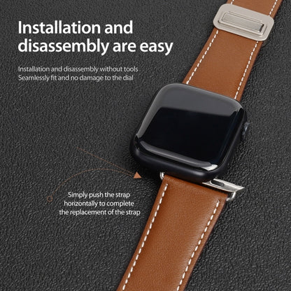 For Apple Watch SE 2022 40mm DUX DUCIS YA Series Magnetic Buckle Genuine Leather Watch Band(Brown) - Watch Bands by DUX DUCIS | Online Shopping South Africa | PMC Jewellery | Buy Now Pay Later Mobicred