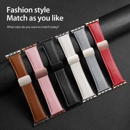 For Apple Watch Series 7 41mm DUX DUCIS YA Series Magnetic Buckle Genuine Leather Watch Band(Pink) - Watch Bands by DUX DUCIS | Online Shopping South Africa | PMC Jewellery | Buy Now Pay Later Mobicred