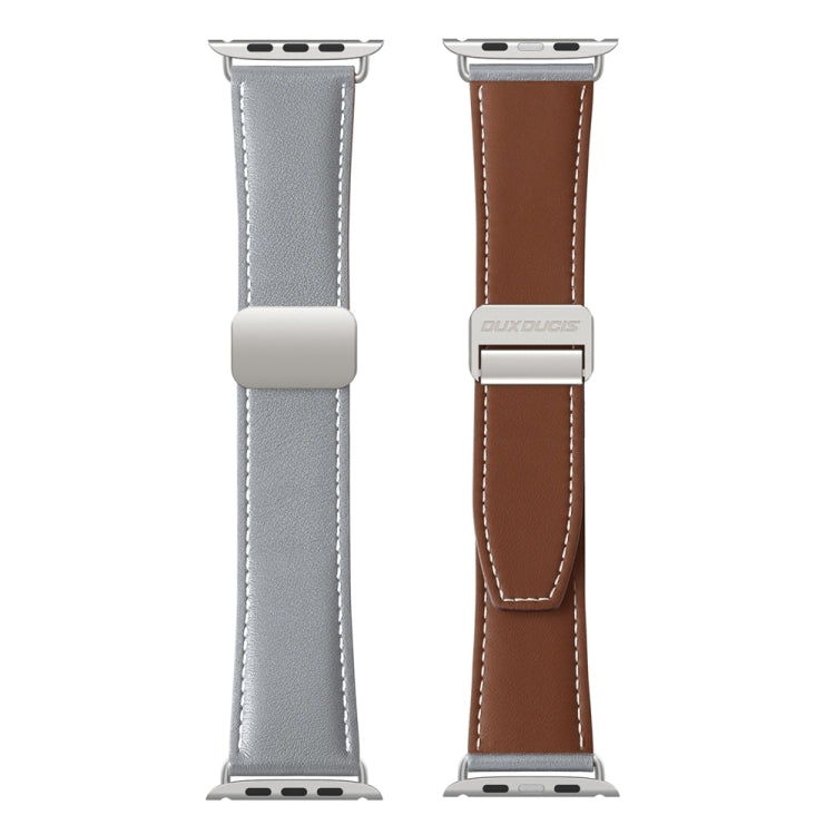 For Apple Watch SE 40mm DUX DUCIS YA Series Magnetic Buckle Genuine Leather Watch Band(Grey) - Watch Bands by DUX DUCIS | Online Shopping South Africa | PMC Jewellery | Buy Now Pay Later Mobicred