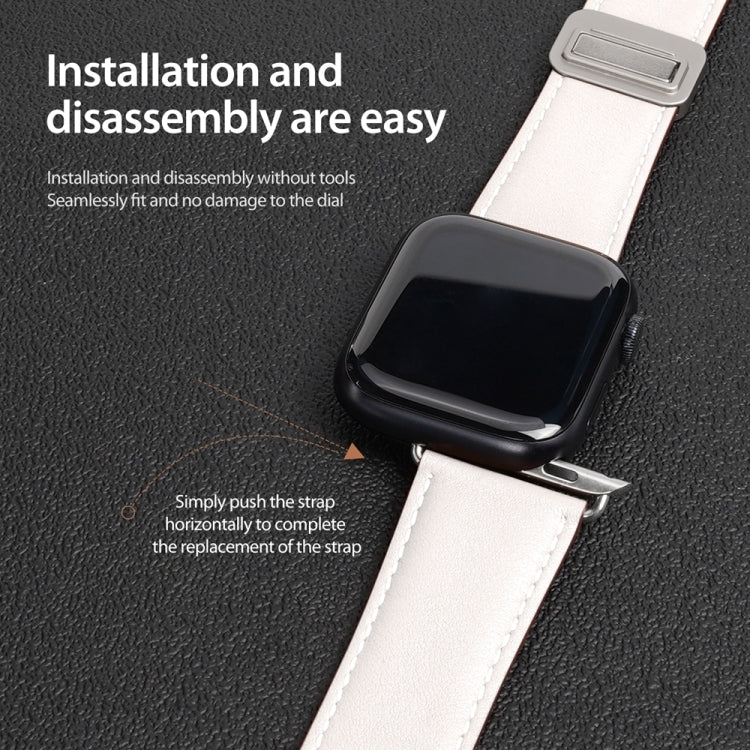 For Apple Watch Series 6 40mm DUX DUCIS YA Series Magnetic Buckle Genuine Leather Watch Band(White) - Watch Bands by DUX DUCIS | Online Shopping South Africa | PMC Jewellery | Buy Now Pay Later Mobicred