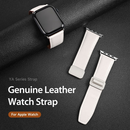 For Apple Watch Series 5 44mm DUX DUCIS YA Series Magnetic Buckle Genuine Leather Watch Band(White) - Watch Bands by DUX DUCIS | Online Shopping South Africa | PMC Jewellery | Buy Now Pay Later Mobicred