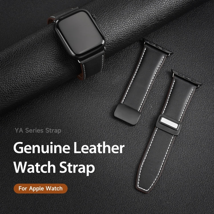 For Apple Watch Series 5 40mm DUX DUCIS YA Series Magnetic Buckle Genuine Leather Watch Band(Black) - Watch Bands by DUX DUCIS | Online Shopping South Africa | PMC Jewellery | Buy Now Pay Later Mobicred