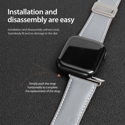 For Apple Watch Series 4 40mm DUX DUCIS YA Series Magnetic Buckle Genuine Leather Watch Band(Grey) - Watch Bands by DUX DUCIS | Online Shopping South Africa | PMC Jewellery | Buy Now Pay Later Mobicred