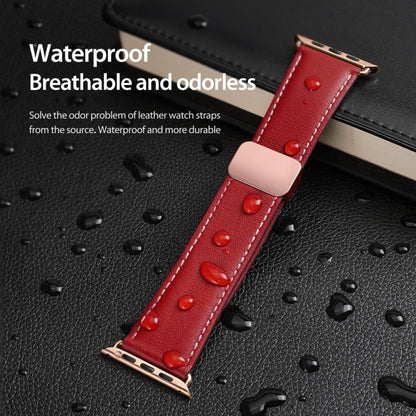 For Apple Watch Series 4 40mm DUX DUCIS YA Series Magnetic Buckle Genuine Leather Watch Band(Red) - Watch Bands by DUX DUCIS | Online Shopping South Africa | PMC Jewellery | Buy Now Pay Later Mobicred