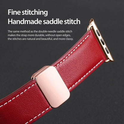 For Apple Watch Series 4 40mm DUX DUCIS YA Series Magnetic Buckle Genuine Leather Watch Band(Red) - Watch Bands by DUX DUCIS | Online Shopping South Africa | PMC Jewellery | Buy Now Pay Later Mobicred