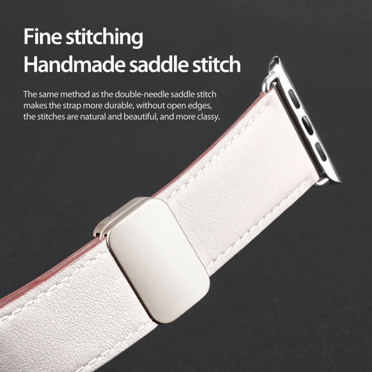 For Apple Watch Series 4 40mm DUX DUCIS YA Series Magnetic Buckle Genuine Leather Watch Band(White) - Watch Bands by DUX DUCIS | Online Shopping South Africa | PMC Jewellery | Buy Now Pay Later Mobicred