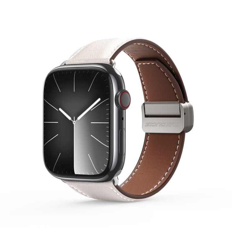 For Apple Watch Series 3 42mm DUX DUCIS YA Series Magnetic Buckle Genuine Leather Watch Band(White) - Watch Bands by DUX DUCIS | Online Shopping South Africa | PMC Jewellery | Buy Now Pay Later Mobicred