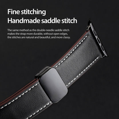 For Apple Watch Series 2 42mm DUX DUCIS YA Series Magnetic Buckle Genuine Leather Watch Band(Black) - Watch Bands by DUX DUCIS | Online Shopping South Africa | PMC Jewellery | Buy Now Pay Later Mobicred