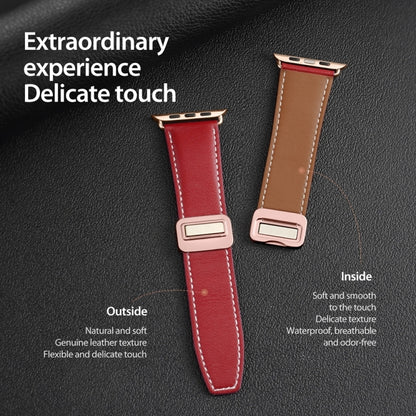 For Apple Watch Series 2 38mm DUX DUCIS YA Series Magnetic Buckle Genuine Leather Watch Band(Red) - Watch Bands by DUX DUCIS | Online Shopping South Africa | PMC Jewellery | Buy Now Pay Later Mobicred