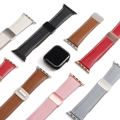 For Apple Watch Series 5 44mm DUX DUCIS YA Series Magnetic Buckle Genuine Leather Watch Band(White) - Watch Bands by DUX DUCIS | Online Shopping South Africa | PMC Jewellery | Buy Now Pay Later Mobicred