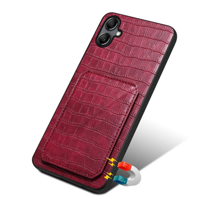 For Samsung Galaxy S24+ 5G Denior Imitation Crocodile Leather Back Phone Case with Holder(Rose Red) - Galaxy S24+ 5G Cases by Denior | Online Shopping South Africa | PMC Jewellery | Buy Now Pay Later Mobicred