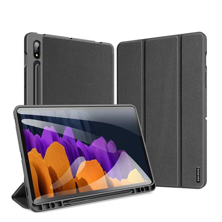 For Samsung Galaxy Tab S7+ 12.4 inch DUX DUCIS Domo Series Horizontal Flip Magnetic PU Leather Case with Three-folding Holder & Sleep / Wake-up Function & Pen Slot(Black) - Other Galaxy Tab PC by DUX DUCIS | Online Shopping South Africa | PMC Jewellery | Buy Now Pay Later Mobicred