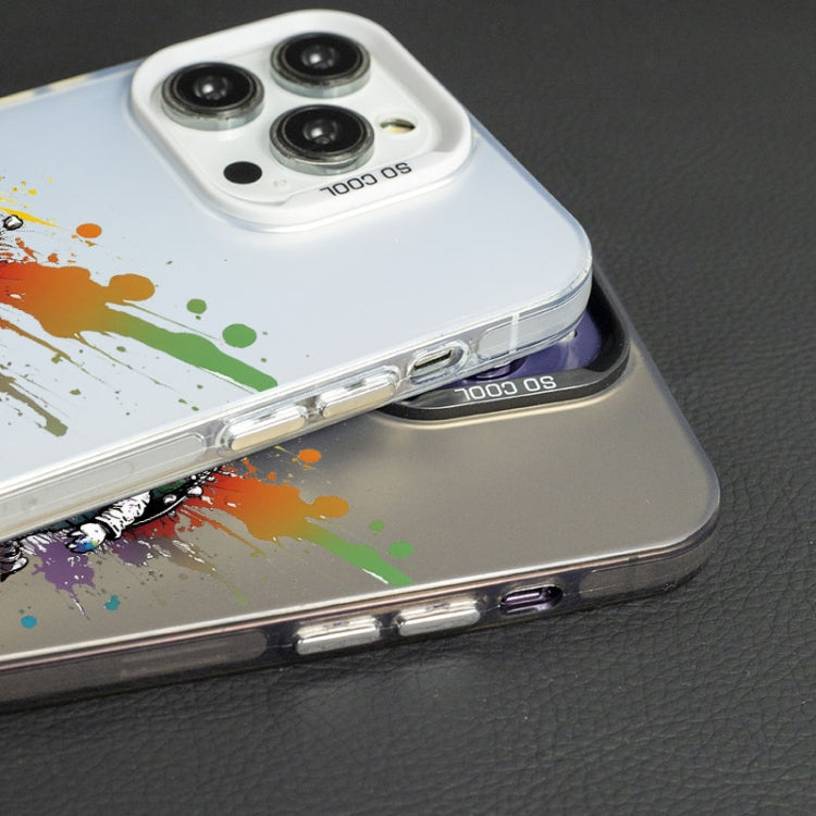 For iPhone 12 Pro Max Color Ink Frosted PC+TPU Phone Case(Glasses Cat) - iPhone 12 Pro Max Cases by PMC TechLife | Online Shopping South Africa | PMC TechLife