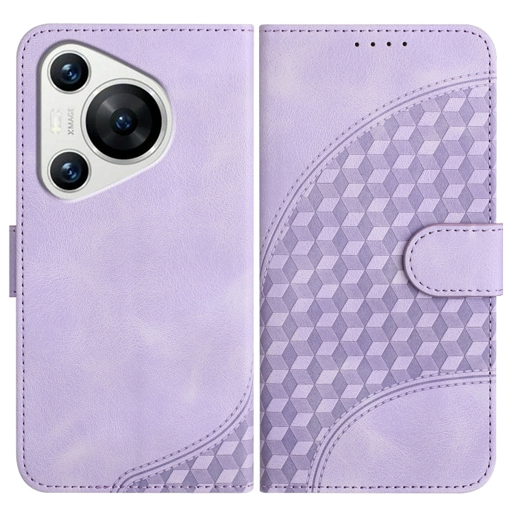 For Huawei Pura 70 YX0060 Elephant Head Embossed Phone Leather Case with Lanyard(Light Purple) - Huawei Cases by PMC Jewellery | Online Shopping South Africa | PMC Jewellery | Buy Now Pay Later Mobicred