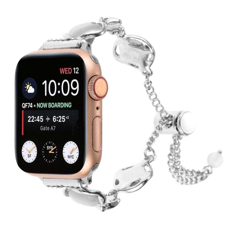 For Apple Watch Series 7 41mm Shell Metal Chain Bracelet Watch Band(Silver) - Watch Bands by PMC TechLife | Online Shopping South Africa | PMC TechLife | Buy Now Pay Later Mobicred