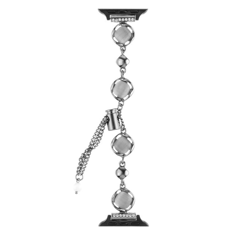 For Apple Watch 38mm Shell Metal Chain Bracelet Watch Band(Black) - Watch Bands by PMC TechLife | Online Shopping South Africa | PMC TechLife