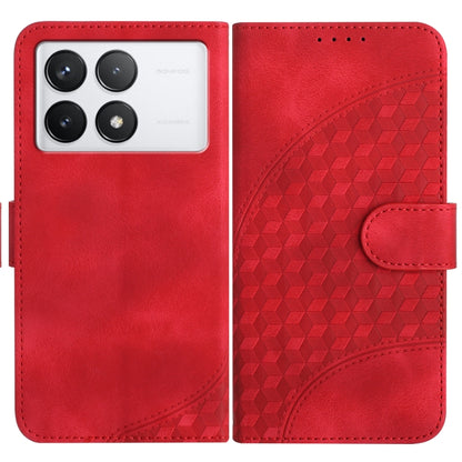 For Xiaomi Redmi K70 YX0060 Elephant Head Embossed Phone Leather Case with Lanyard(Red) - K70 Cases by PMC Jewellery | Online Shopping South Africa | PMC Jewellery | Buy Now Pay Later Mobicred