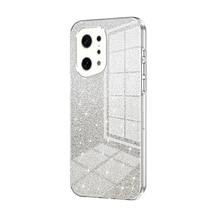 For OPPO Find X5 Gradient Glitter Powder Electroplated Phone Case(Transparent) - OPPO Cases by PMC Jewellery | Online Shopping South Africa | PMC Jewellery | Buy Now Pay Later Mobicred