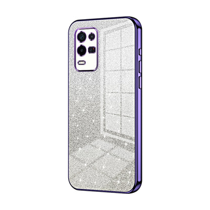 For OPPO K9x Gradient Glitter Powder Electroplated Phone Case(Purple) - OPPO Cases by PMC Jewellery | Online Shopping South Africa | PMC Jewellery | Buy Now Pay Later Mobicred