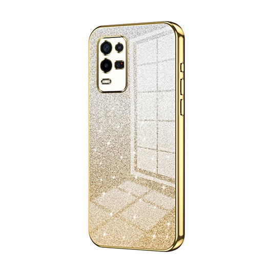 For OPPO K9x Gradient Glitter Powder Electroplated Phone Case(Gold) - OPPO Cases by PMC Jewellery | Online Shopping South Africa | PMC Jewellery | Buy Now Pay Later Mobicred