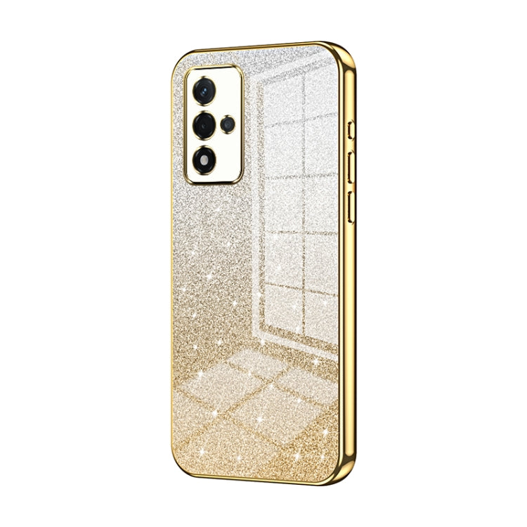 For OPPO A93s 5G Gradient Glitter Powder Electroplated Phone Case(Gold) - free shipping - PMC TechLife - Order now!