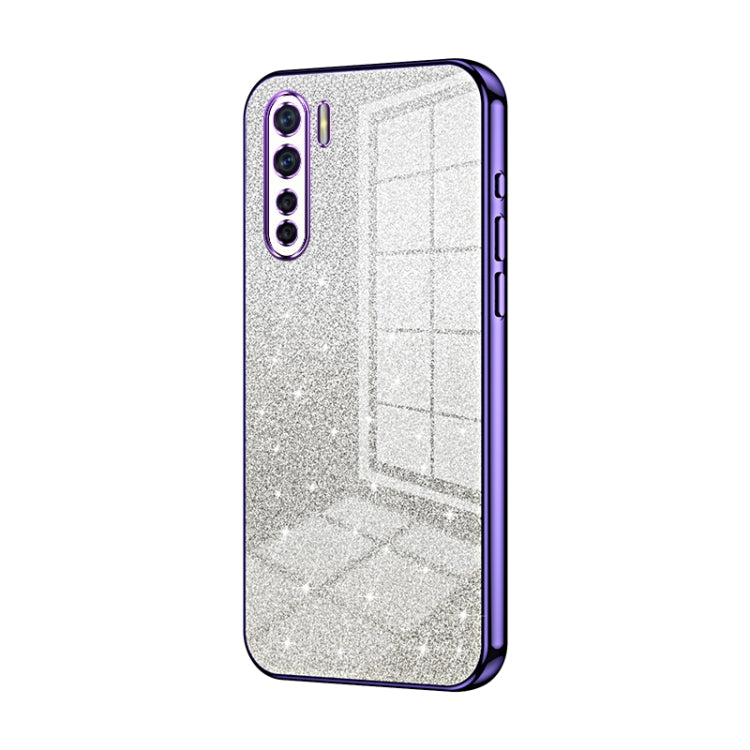 For OPPO A91 Gradient Glitter Powder Electroplated Phone Case(Purple) - OPPO Cases by PMC Jewellery | Online Shopping South Africa | PMC Jewellery | Buy Now Pay Later Mobicred