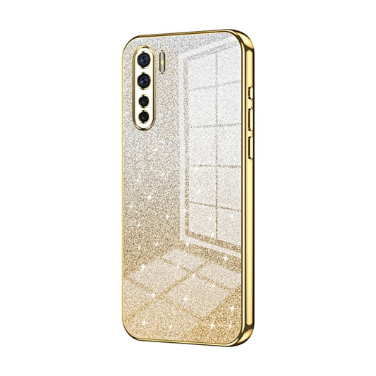 For OPPO A91 Gradient Glitter Powder Electroplated Phone Case(Gold) - OPPO Cases by PMC Jewellery | Online Shopping South Africa | PMC Jewellery | Buy Now Pay Later Mobicred
