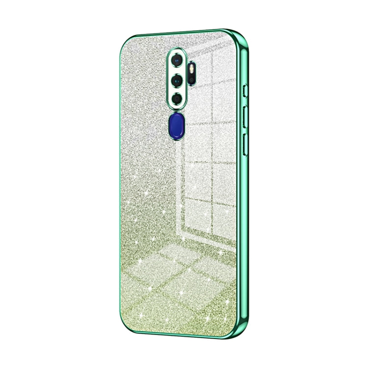 For OPPO A11x / A9 2020 Gradient Glitter Powder Electroplated Phone Case(Green) - OPPO Cases by PMC TechLife | Online Shopping South Africa | PMC TechLife | Buy Now Pay Later Mobicred