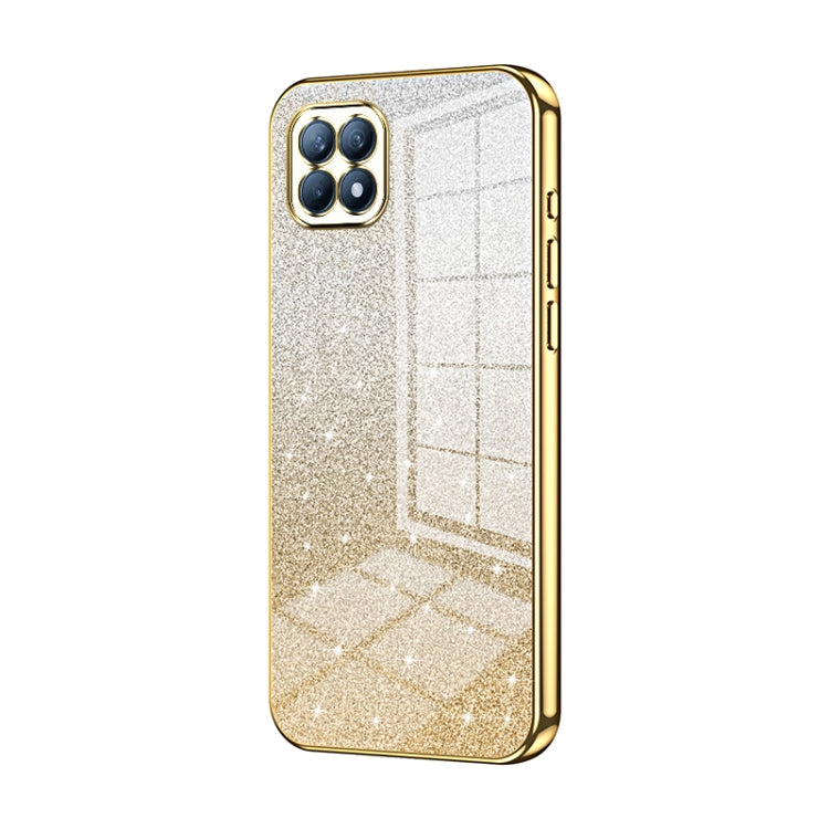 For OPPO Reno4 SE Gradient Glitter Powder Electroplated Phone Case(Gold) - OPPO Cases by PMC Jewellery | Online Shopping South Africa | PMC Jewellery | Buy Now Pay Later Mobicred