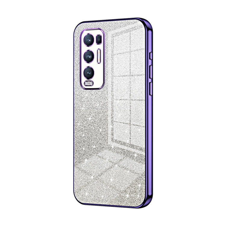 For OPPO Reno5 Pro+ Gradient Glitter Powder Electroplated Phone Case(Purple) - OPPO Cases by PMC TechLife | Online Shopping South Africa | PMC TechLife | Buy Now Pay Later Mobicred