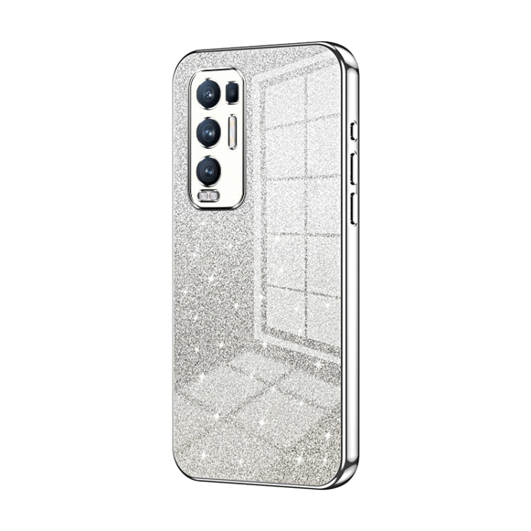 For OPPO Reno5 Pro+ Gradient Glitter Powder Electroplated Phone Case(Silver) - OPPO Cases by PMC Jewellery | Online Shopping South Africa | PMC Jewellery | Buy Now Pay Later Mobicred