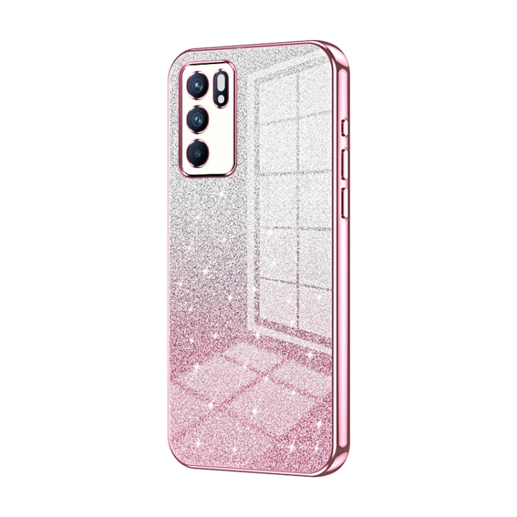 For OPPO Reno6 Indian / Malay Gradient Glitter Powder Electroplated Phone Case(Pink) - OPPO Cases by PMC Jewellery | Online Shopping South Africa | PMC Jewellery | Buy Now Pay Later Mobicred