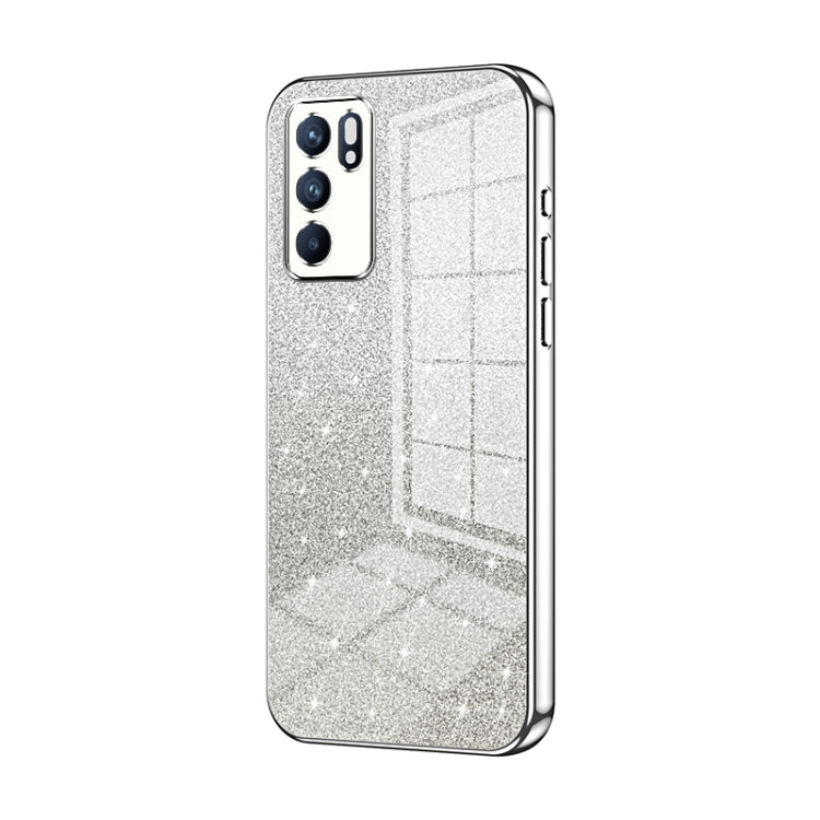 For OPPO Reno6 Indian / Malay Gradient Glitter Powder Electroplated Phone Case(Silver) - OPPO Cases by PMC TechLife | Online Shopping South Africa | PMC TechLife | Buy Now Pay Later Mobicred