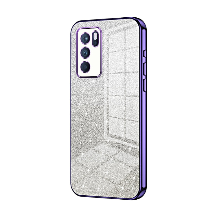 For OPPO Reno6 Pro Indian  Gradient Glitter Powder Electroplated Phone Case(Purple) - OPPO Cases by PMC Jewellery | Online Shopping South Africa | PMC Jewellery | Buy Now Pay Later Mobicred