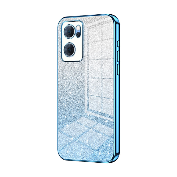 For OPPO Reno7 5G Gradient Glitter Powder Electroplated Phone Case(Blue) - OPPO Cases by PMC TechLife | Online Shopping South Africa | PMC TechLife | Buy Now Pay Later Mobicred
