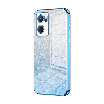 For OPPO Reno7 5G Gradient Glitter Powder Electroplated Phone Case(Blue) - OPPO Cases by PMC Jewellery | Online Shopping South Africa | PMC Jewellery | Buy Now Pay Later Mobicred