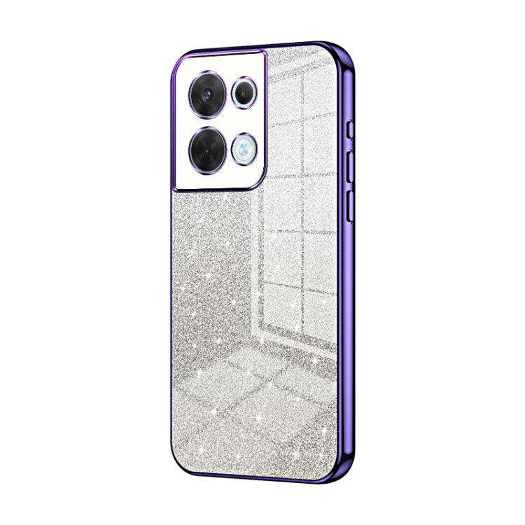 For OPPO Reno8 Gradient Glitter Powder Electroplated Phone Case(Purple) - OPPO Cases by PMC Jewellery | Online Shopping South Africa | PMC Jewellery | Buy Now Pay Later Mobicred