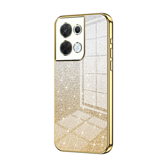 For OPPO Reno8 Gradient Glitter Powder Electroplated Phone Case(Gold) - OPPO Cases by PMC Jewellery | Online Shopping South Africa | PMC Jewellery | Buy Now Pay Later Mobicred