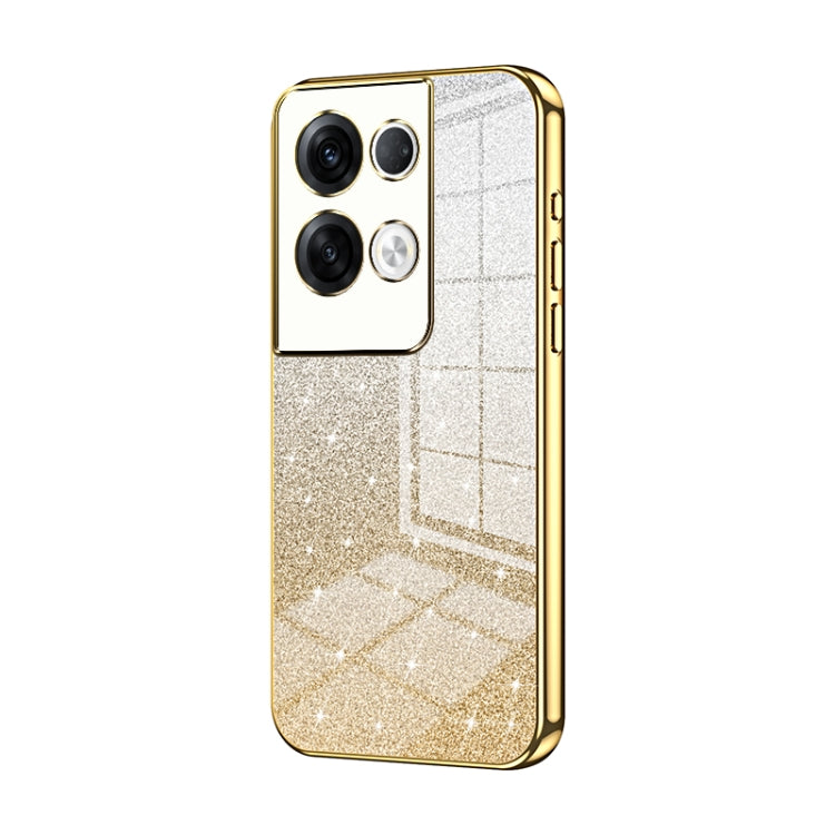 For OPPO Reno8 Pro+ Gradient Glitter Powder Electroplated Phone Case(Gold) - OPPO Cases by PMC Jewellery | Online Shopping South Africa | PMC Jewellery | Buy Now Pay Later Mobicred