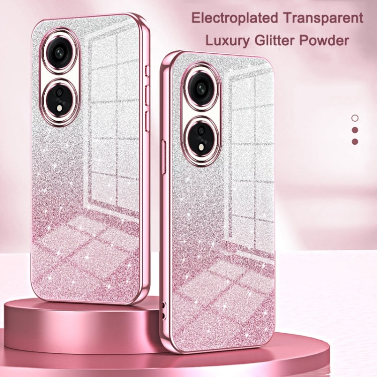 For OPPO Reno8 Pro Gradient Glitter Powder Electroplated Phone Case(Pink) - OPPO Cases by PMC Jewellery | Online Shopping South Africa | PMC Jewellery | Buy Now Pay Later Mobicred