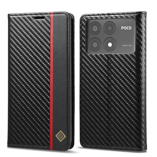 For Xiaomi Poco X6 Pro 5G LC.IMEEKE Carbon Fiber Texture Flip Leather Phone Case(Vertical Black) - Xiaomi Cases by LC.IMEEKE | Online Shopping South Africa | PMC Jewellery | Buy Now Pay Later Mobicred