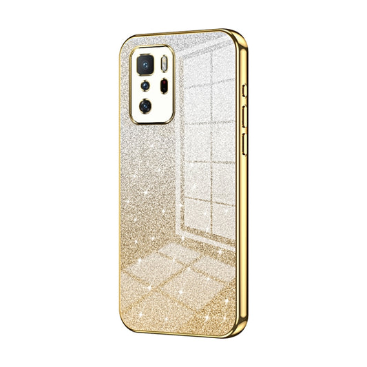 For Xiaomi Redmi Note 10 Pro 5G/Poco X3 GT Gradient Glitter Powder Electroplated Phone Case(Gold) - Xiaomi Cases by PMC Jewellery | Online Shopping South Africa | PMC Jewellery | Buy Now Pay Later Mobicred